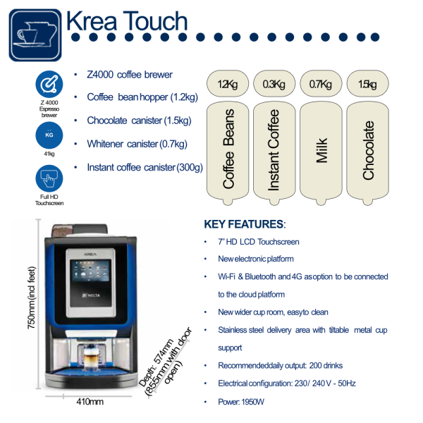 Necta KREA 12oz Coffee Machine Range